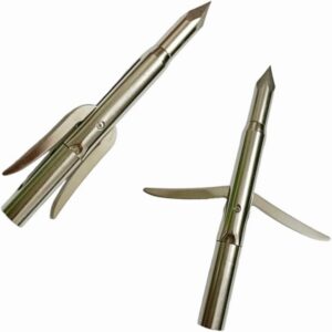 6PK Archery Bowfishing Broadheads Carbon Steel Arrowhead Arrow Point Hunting Broadheads 510 Grain 2 Blades 2.75" Cutting Screw in Arrow Tips