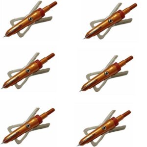 6PK Broadhead 100 Grain 2-Blade Archery Arrow Broadhead 1.96" Cuting Dia with Shock Collar Machined Aircraft 7075Aluminum Ferrule.0.35” Blades