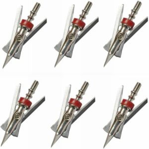 6 Pack Mechanical Broadhead 100 Grain, 2 Blade Broadhead, Hunting Broadhead, 1.96" Cutting Archery Broadhead Reusable for Compound Bow Hunting