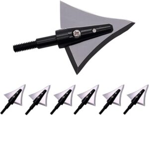 6PK Hunting Broadheads 125 Grain Fixed Blades Stainless Steel Right Bevel for Compound Bow Crossbow Recurve
